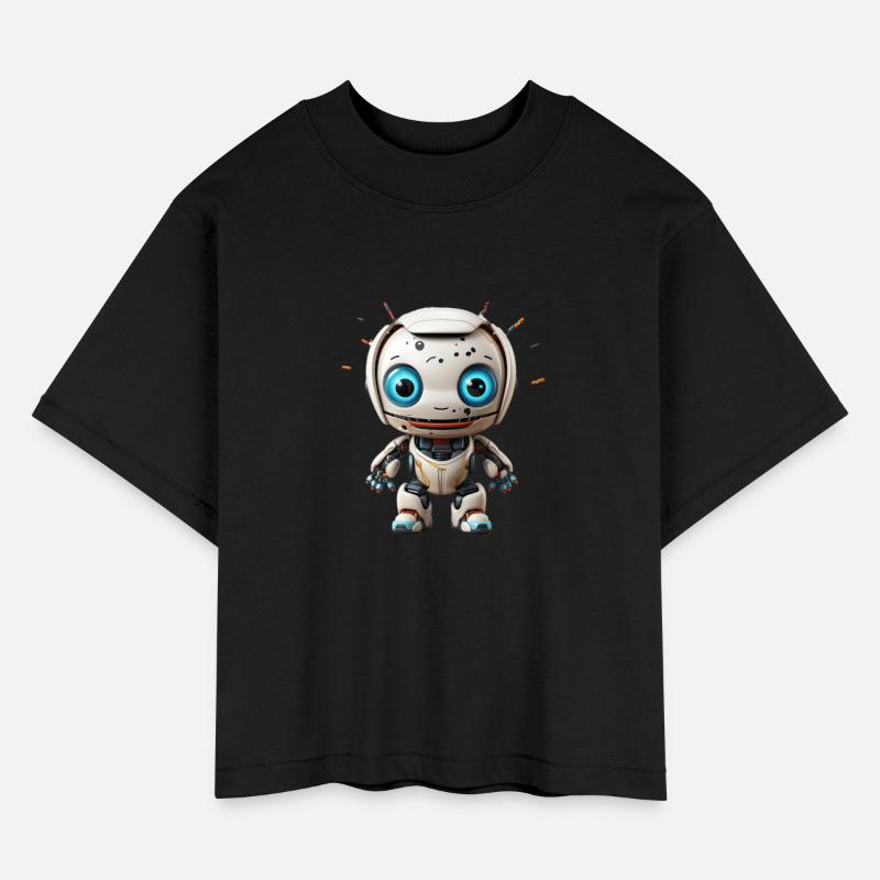 A charming kawaii style robot with a cheerful