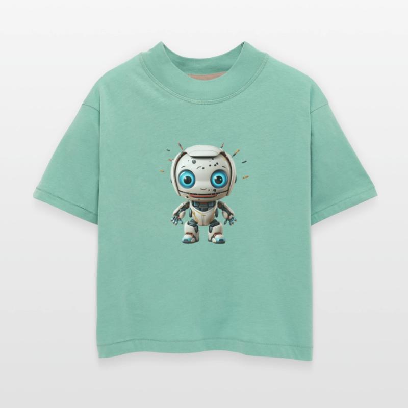 A charming kawaii style robot with a cheerful