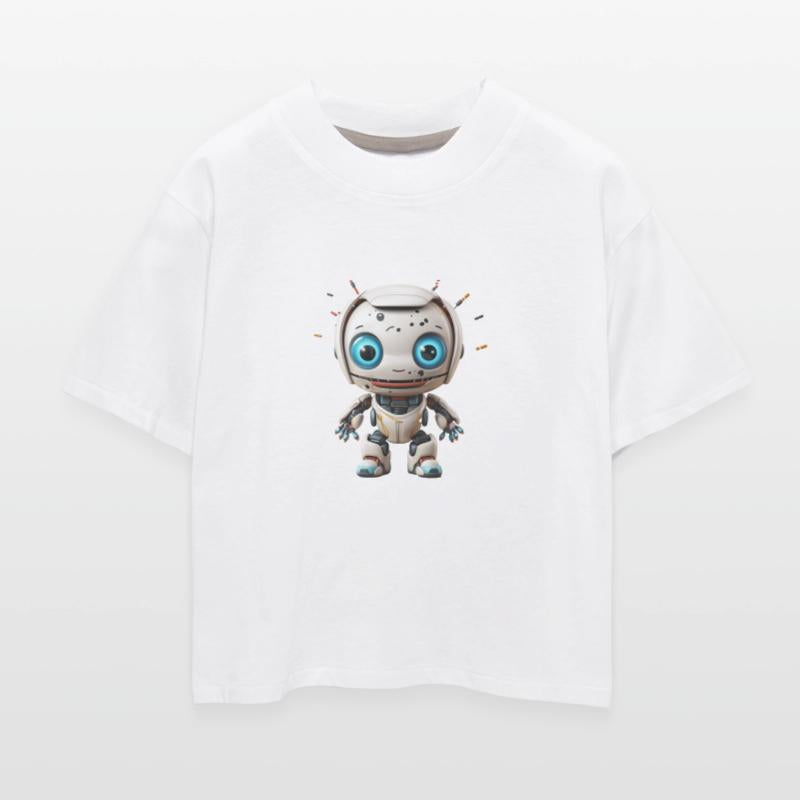 A charming kawaii style robot with a cheerful