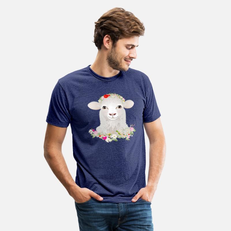 A cute sheep with a spring wreath