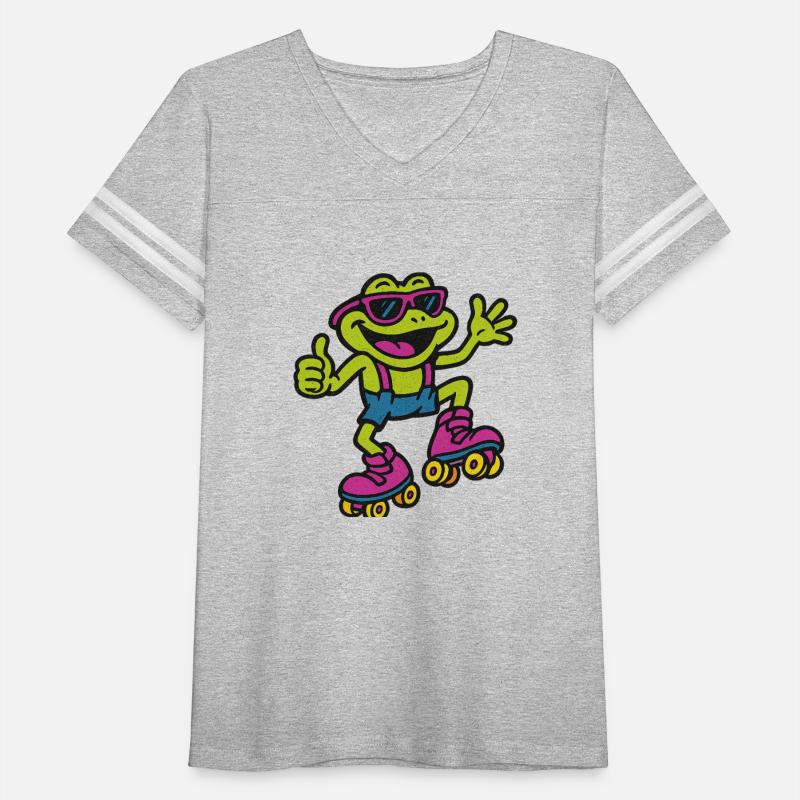 A funny retro 90s-style cartoon frog wearing neon
