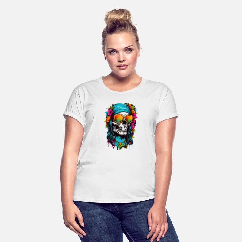 A hippy cute skull head dons small round sunglasse
