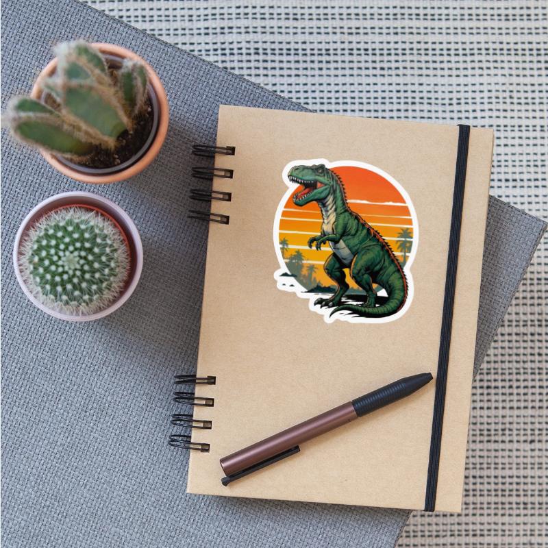 A T Rex dinosaur in front of the sun