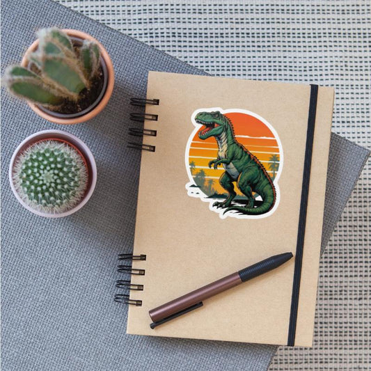 A T Rex dinosaur in front of the sun