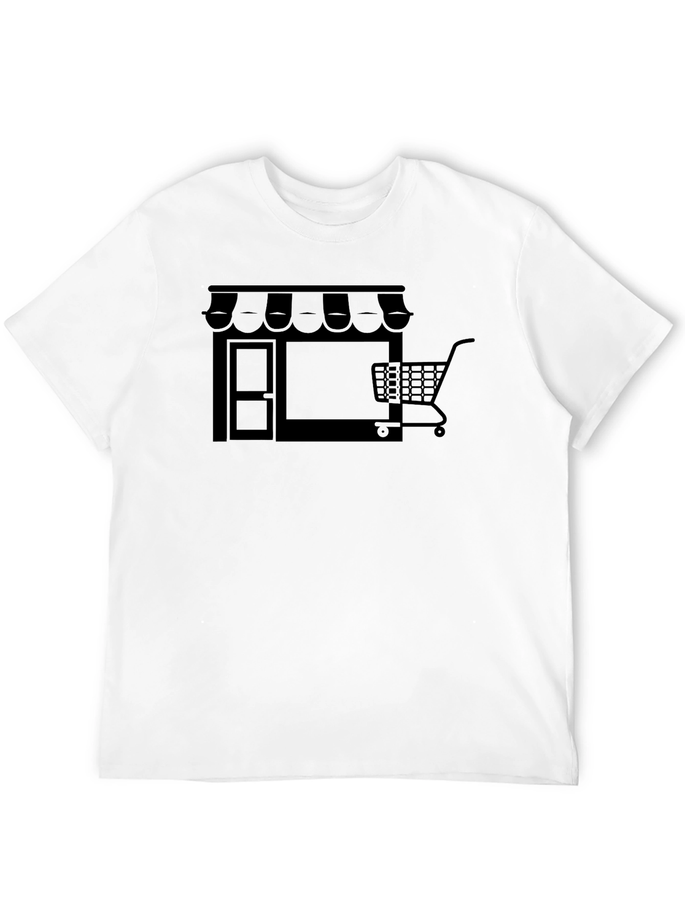Black Shopping Cart Storefront Graphic T-Shirt