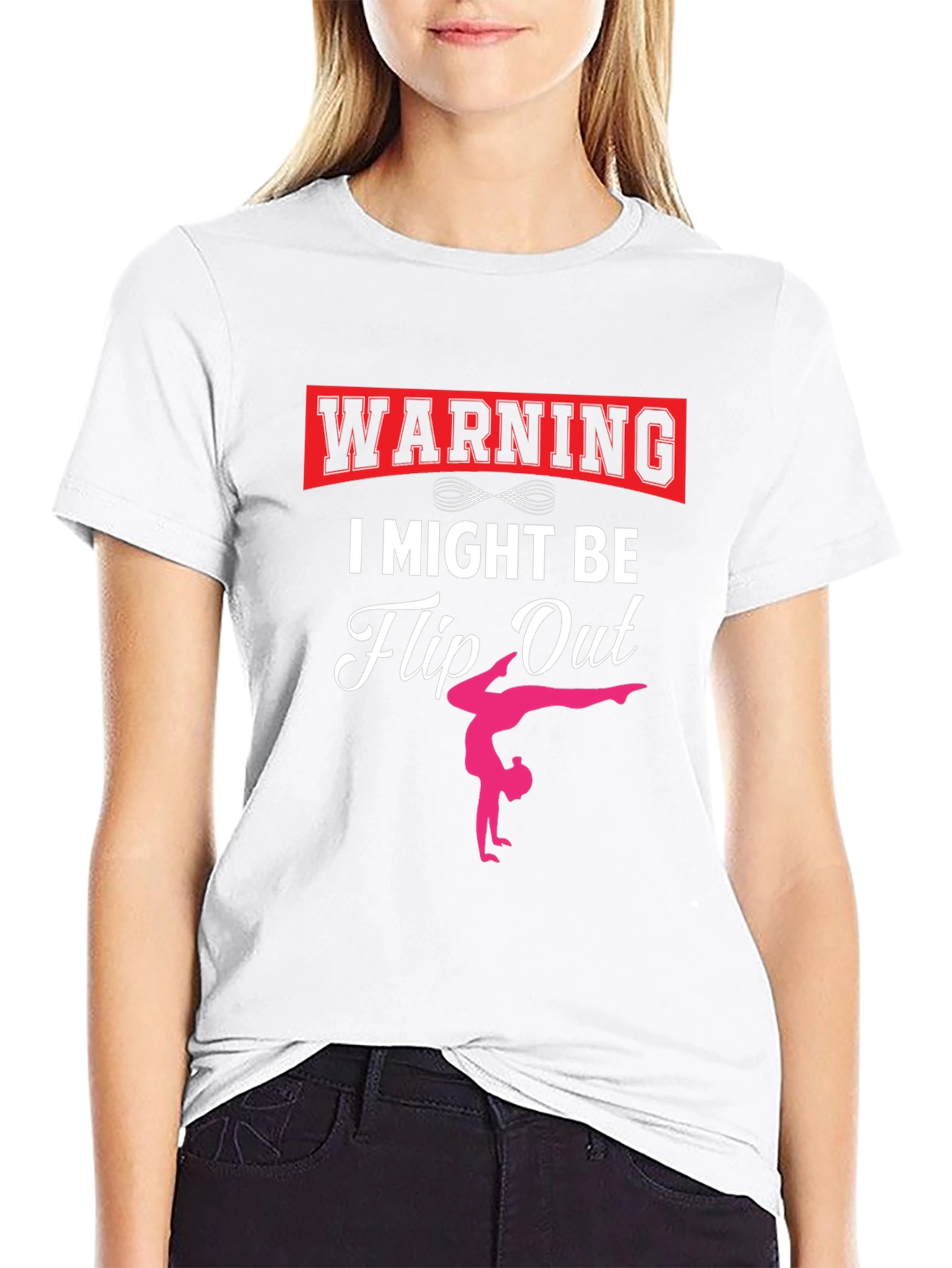 Warning I Might Be Flip Out Gymnast Black T-Shirt
