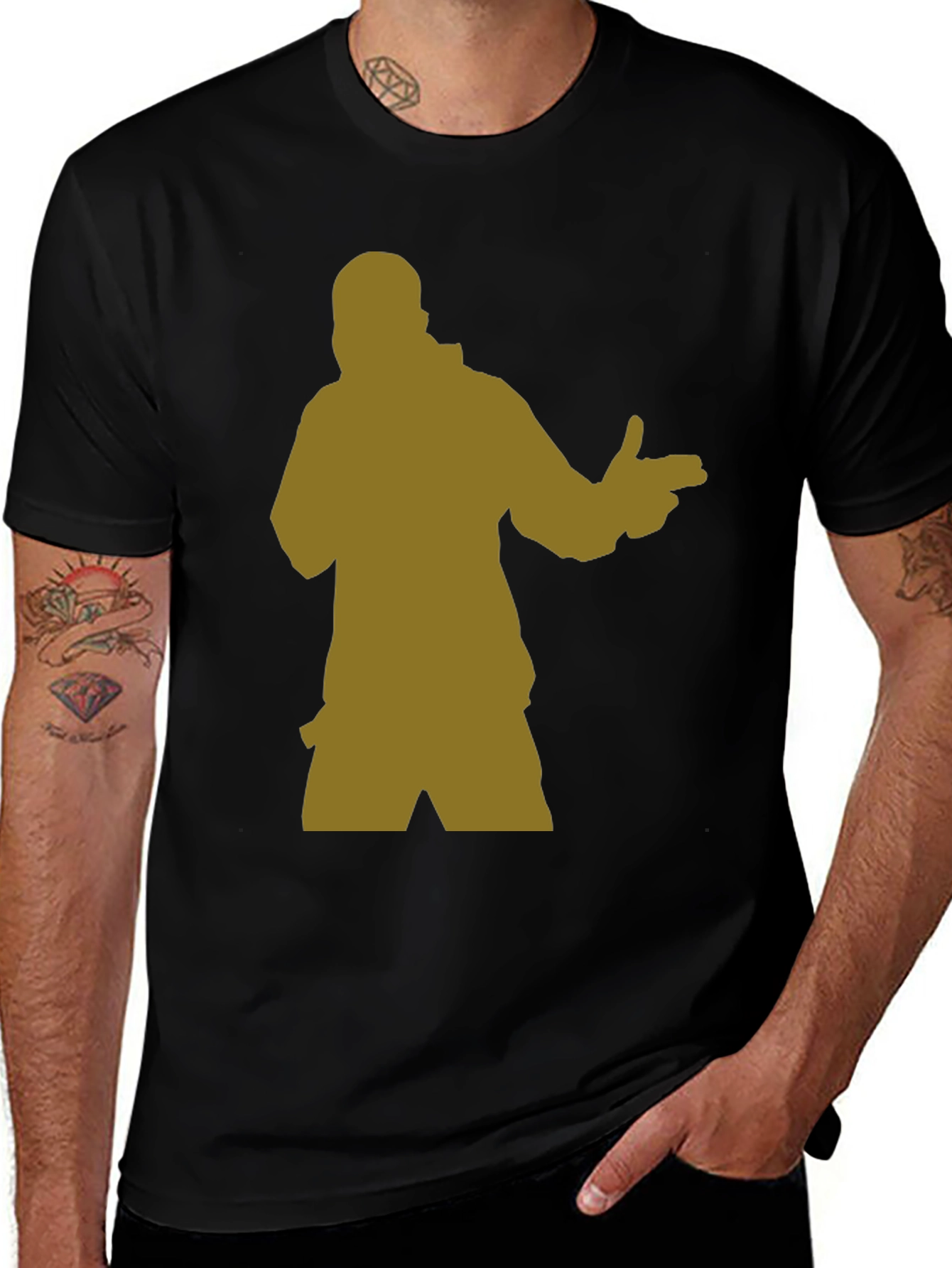 Black T-Shirt with Silhouette Graphic