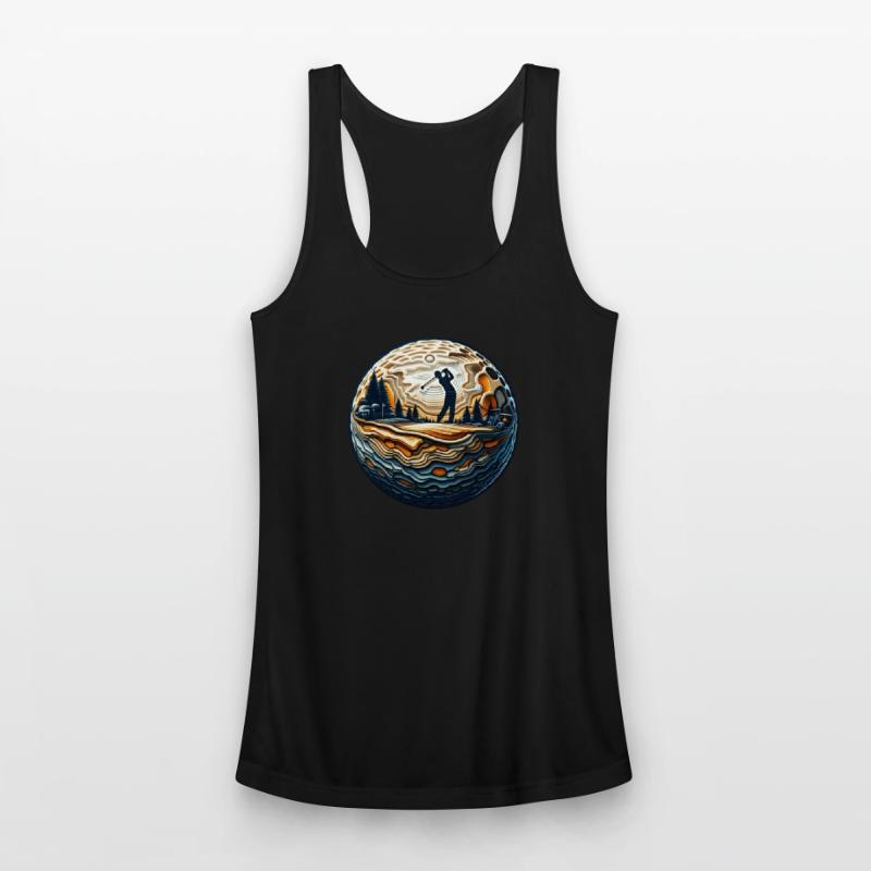 Abstract Golfer On Golf Ball Circular Golfing Art