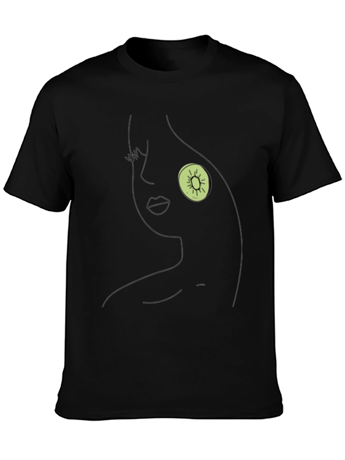 Abstract Kiwi Face Black T-Shirt