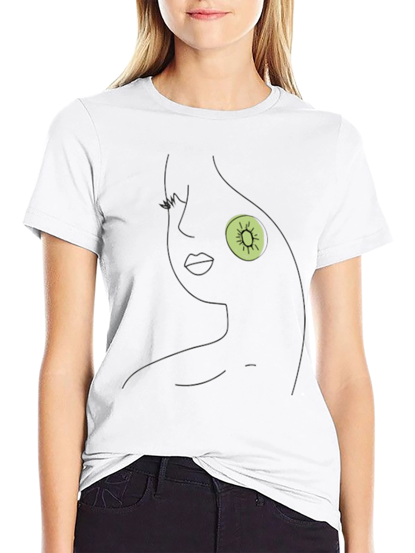 Abstract Kiwi Face Black T-Shirt