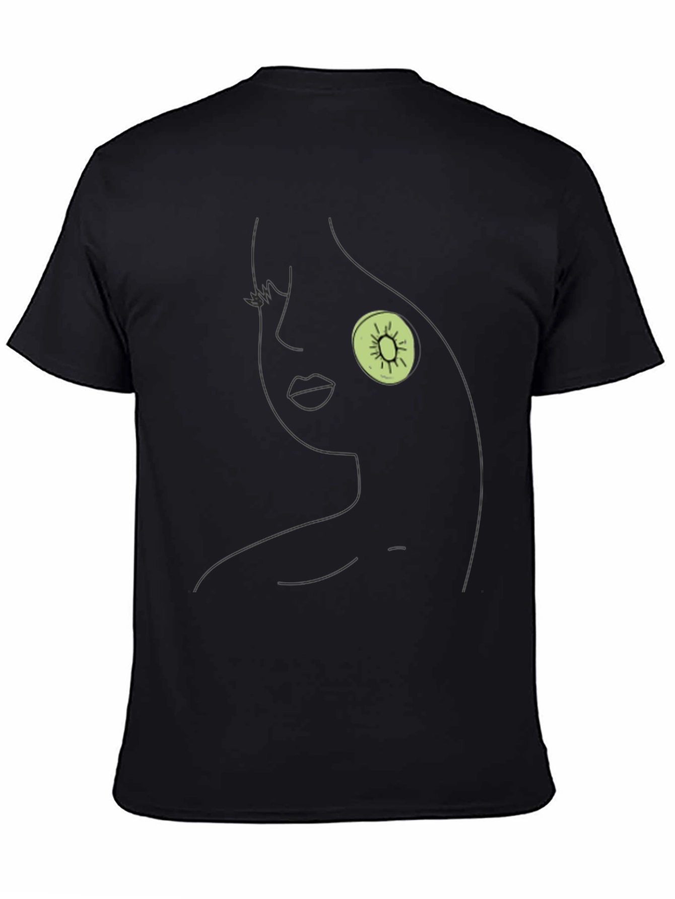 Abstract Kiwi Face Black T-Shirt