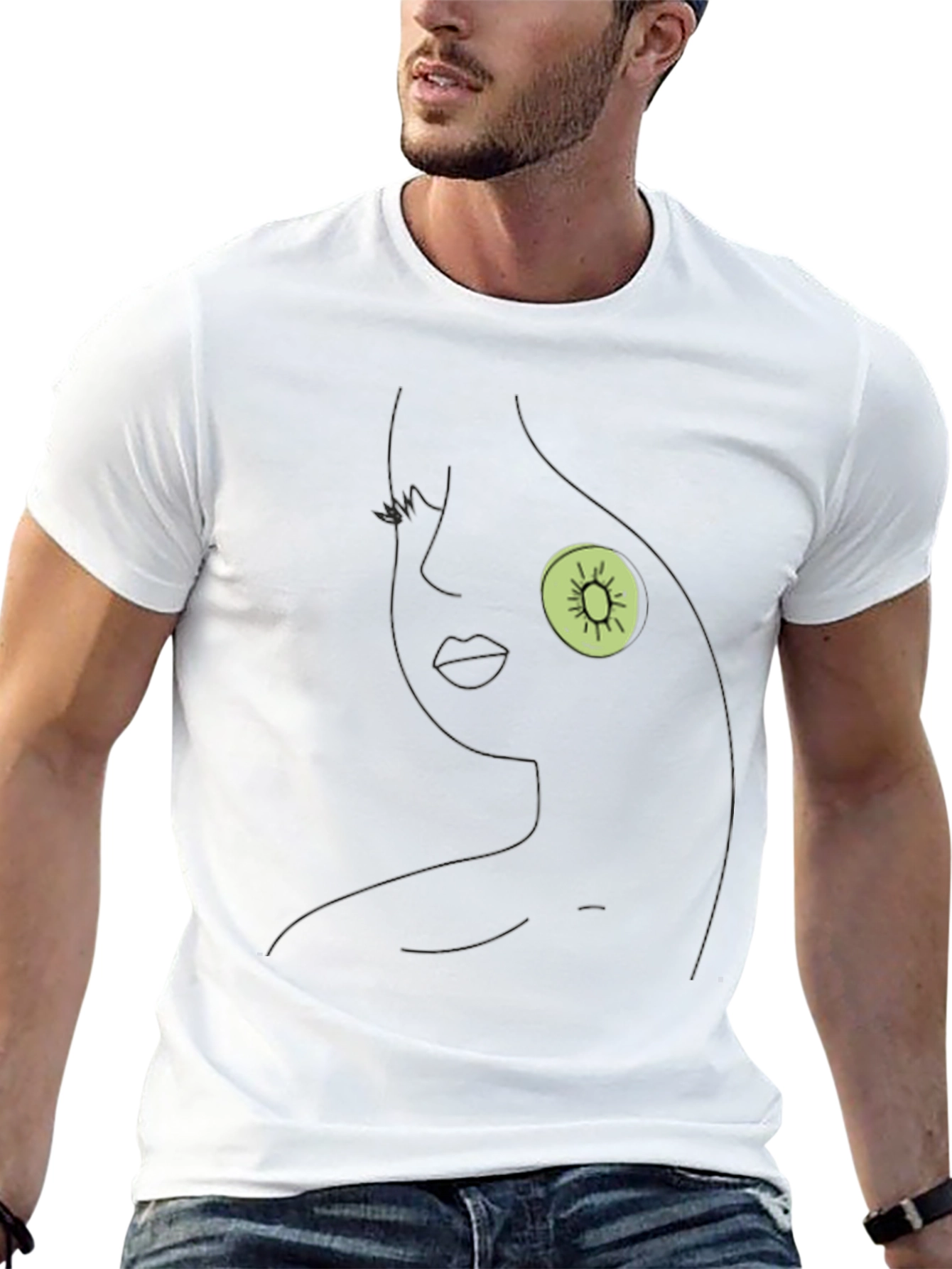 Abstract Kiwi Face Black T-Shirt