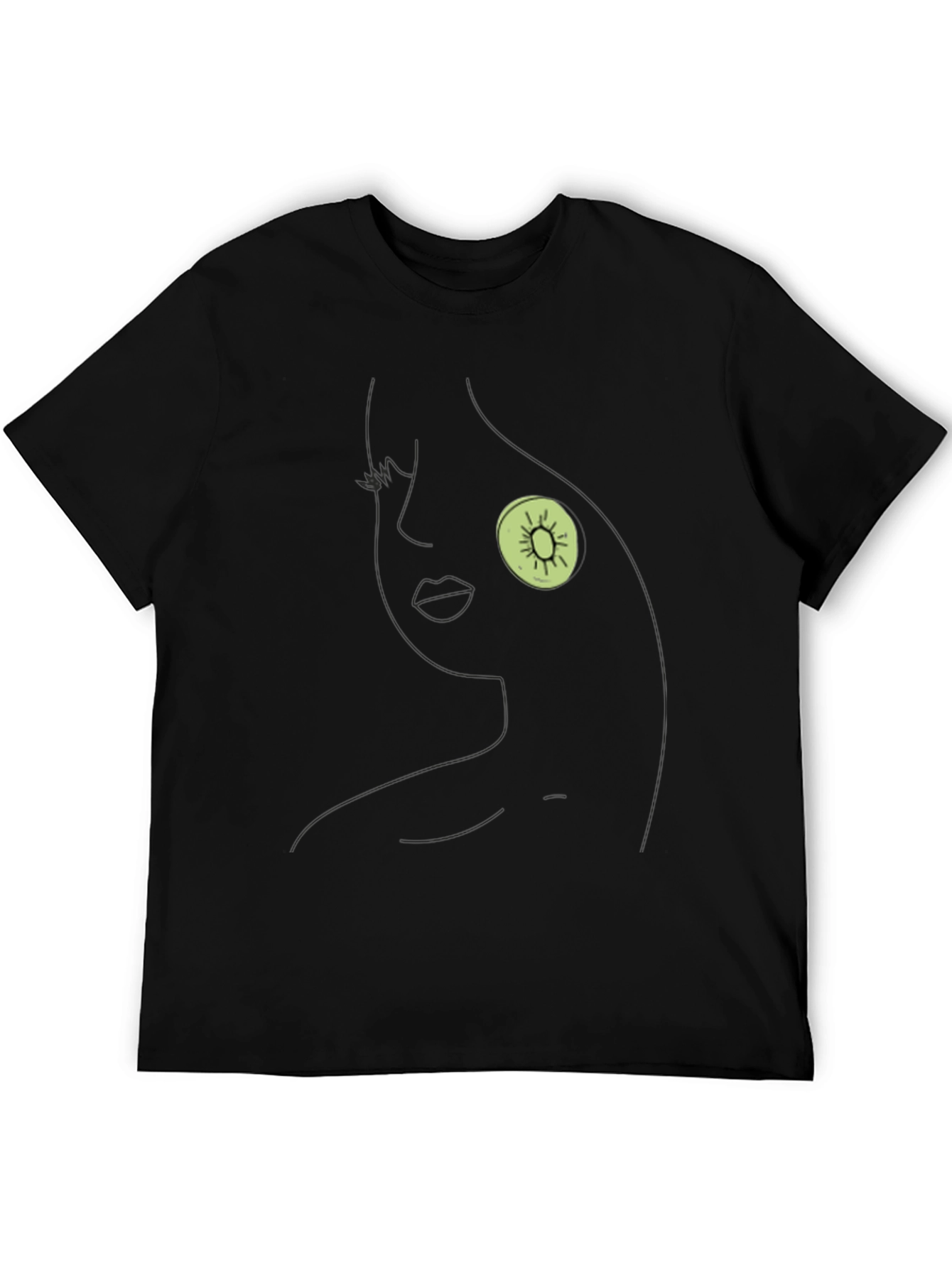 Abstract Kiwi Face Black T-Shirt