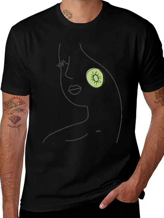 Abstract Kiwi Face Black T-Shirt