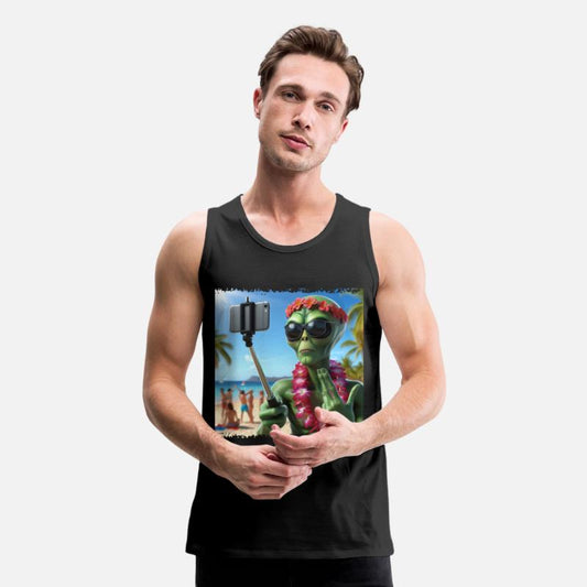 Alien takes beach selfie