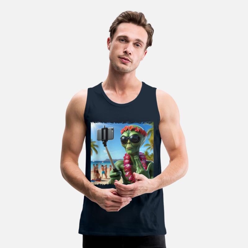 Alien takes beach selfie