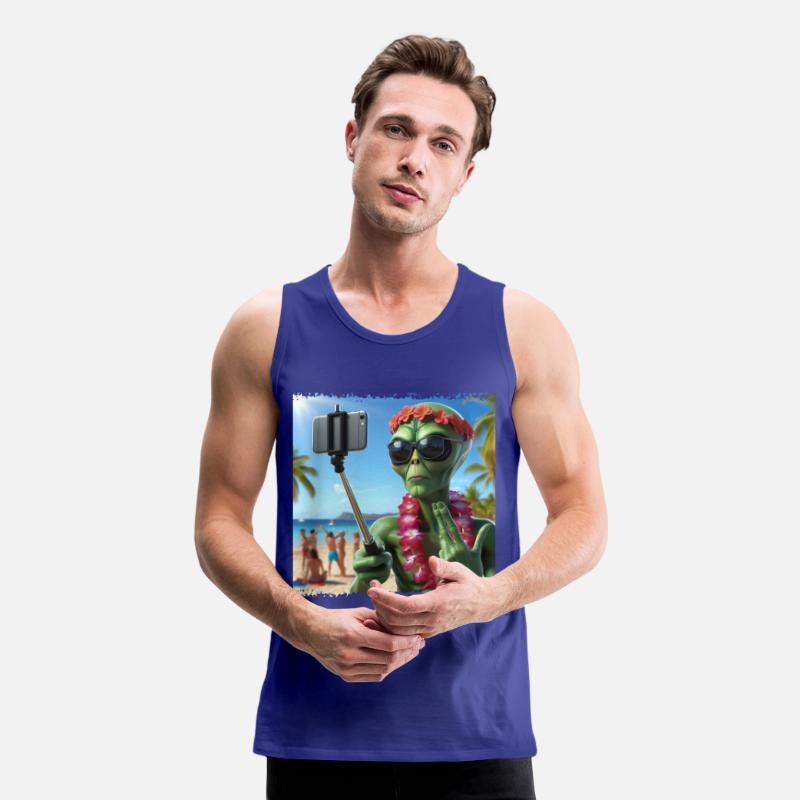 Alien takes beach selfie