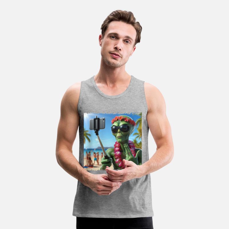 Alien takes beach selfie