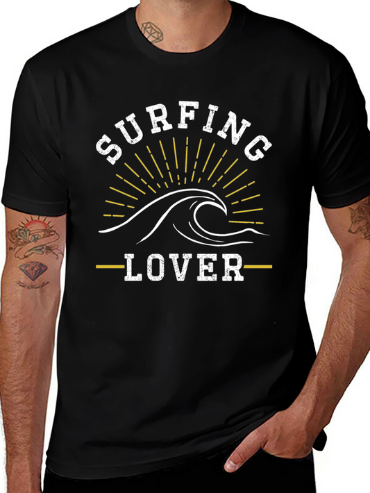 Surfing Lover Graphic T-Shirt - Black