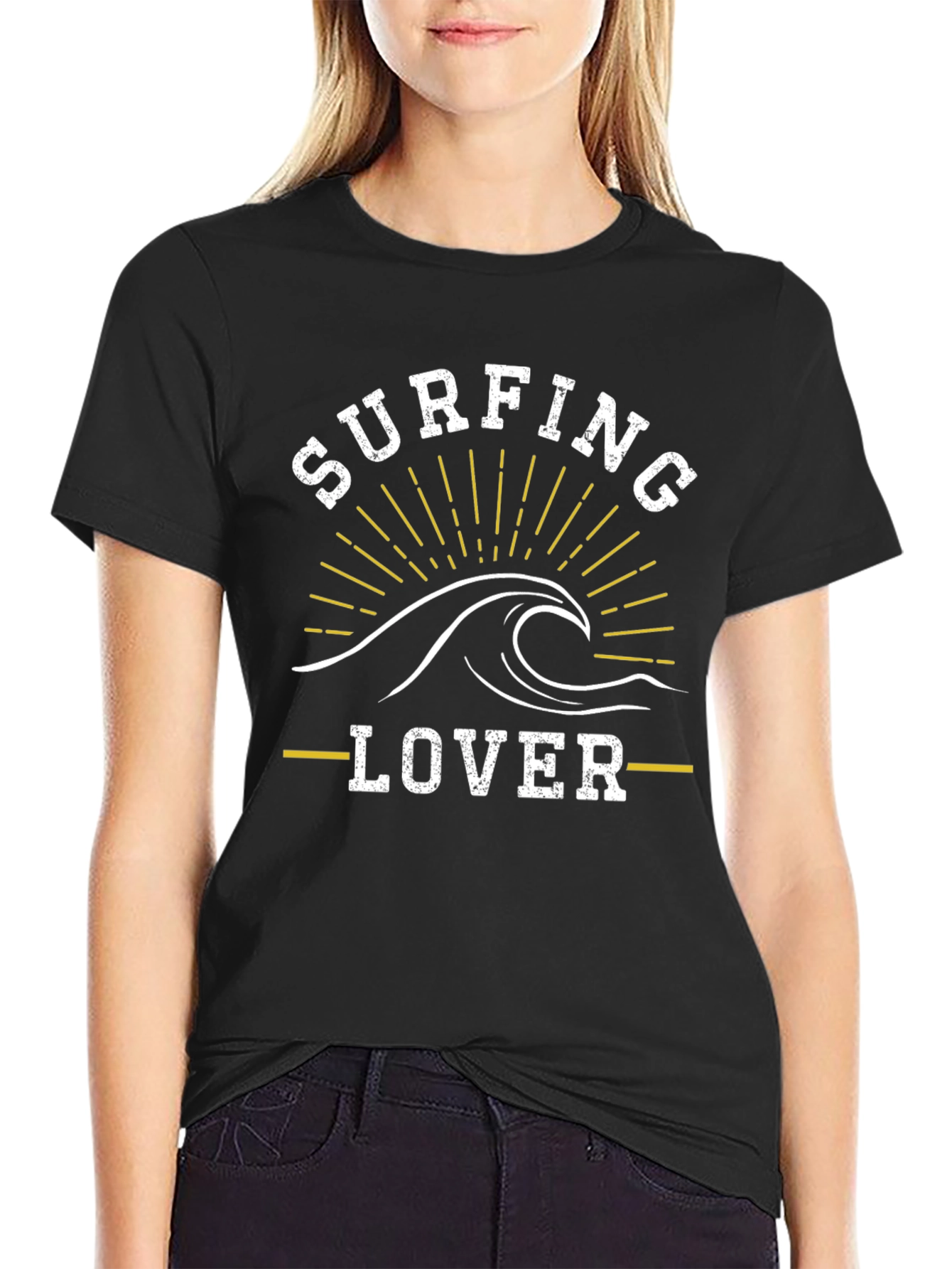 Surfing Lover Graphic T-Shirt - Black