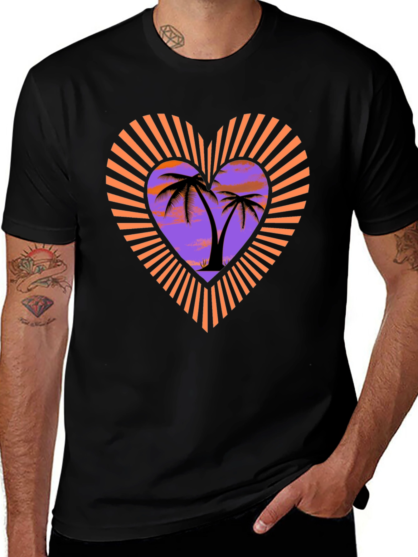 Tropical Palm Heart Graphic T-Shirt