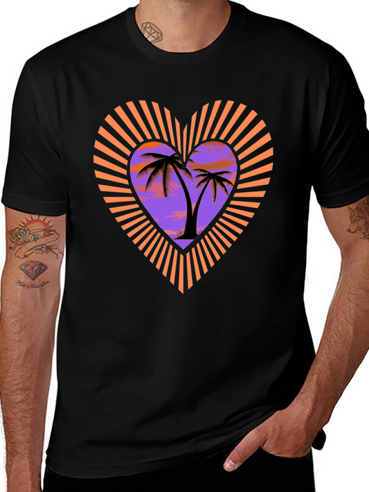 Tropical Palm Heart Graphic T-Shirt