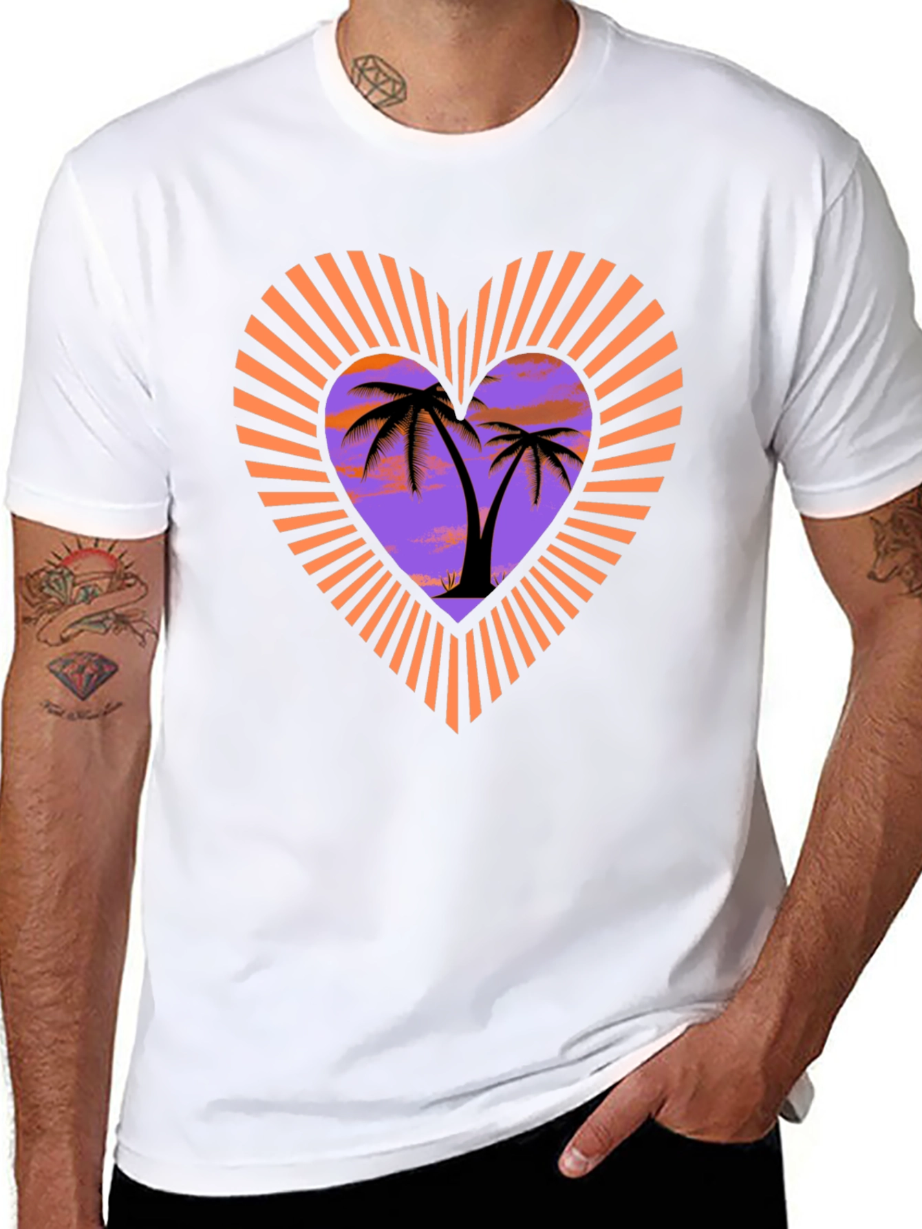 Tropical Palm Heart Graphic T-Shirt