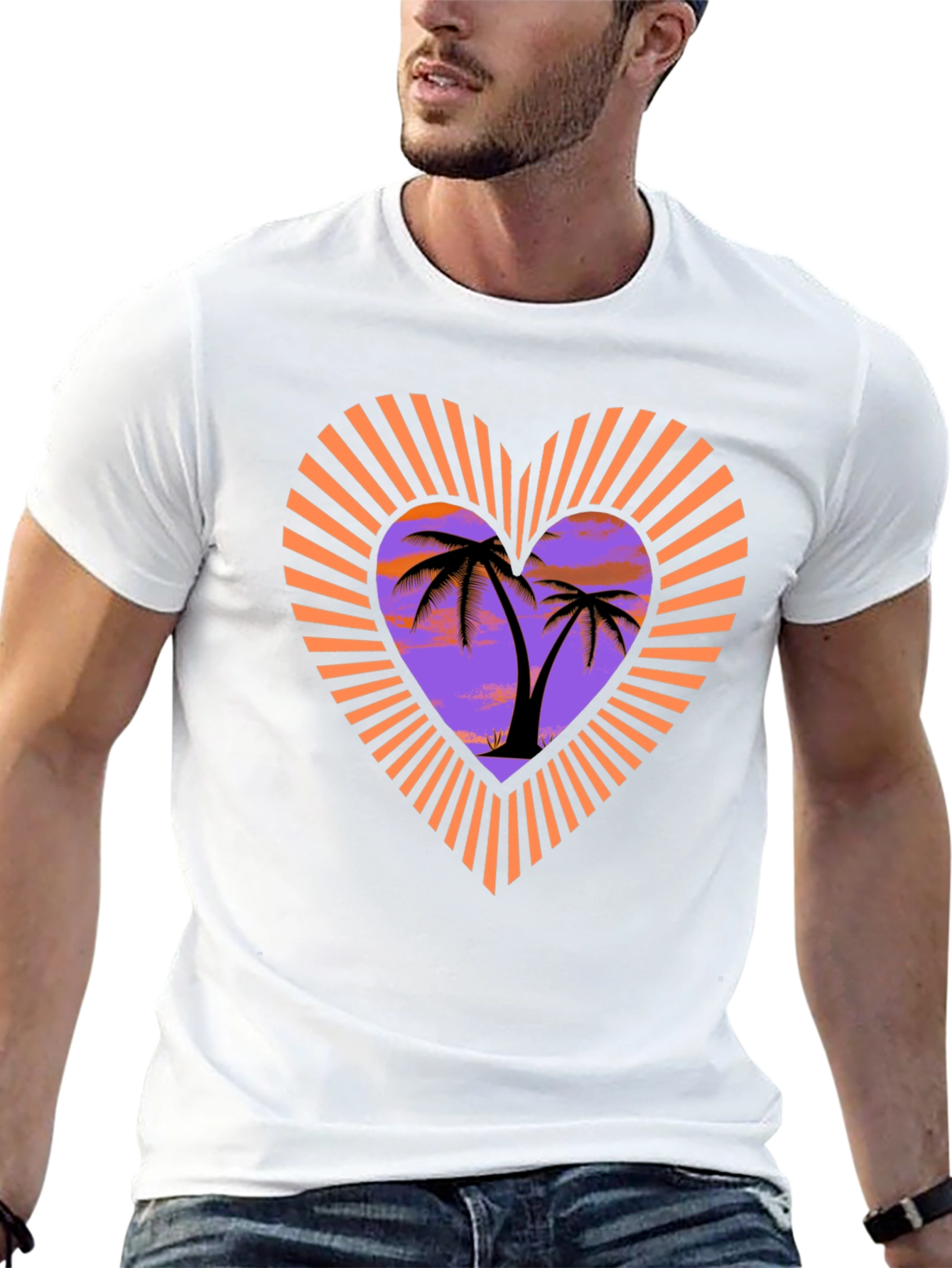 Tropical Palm Heart Graphic T-Shirt