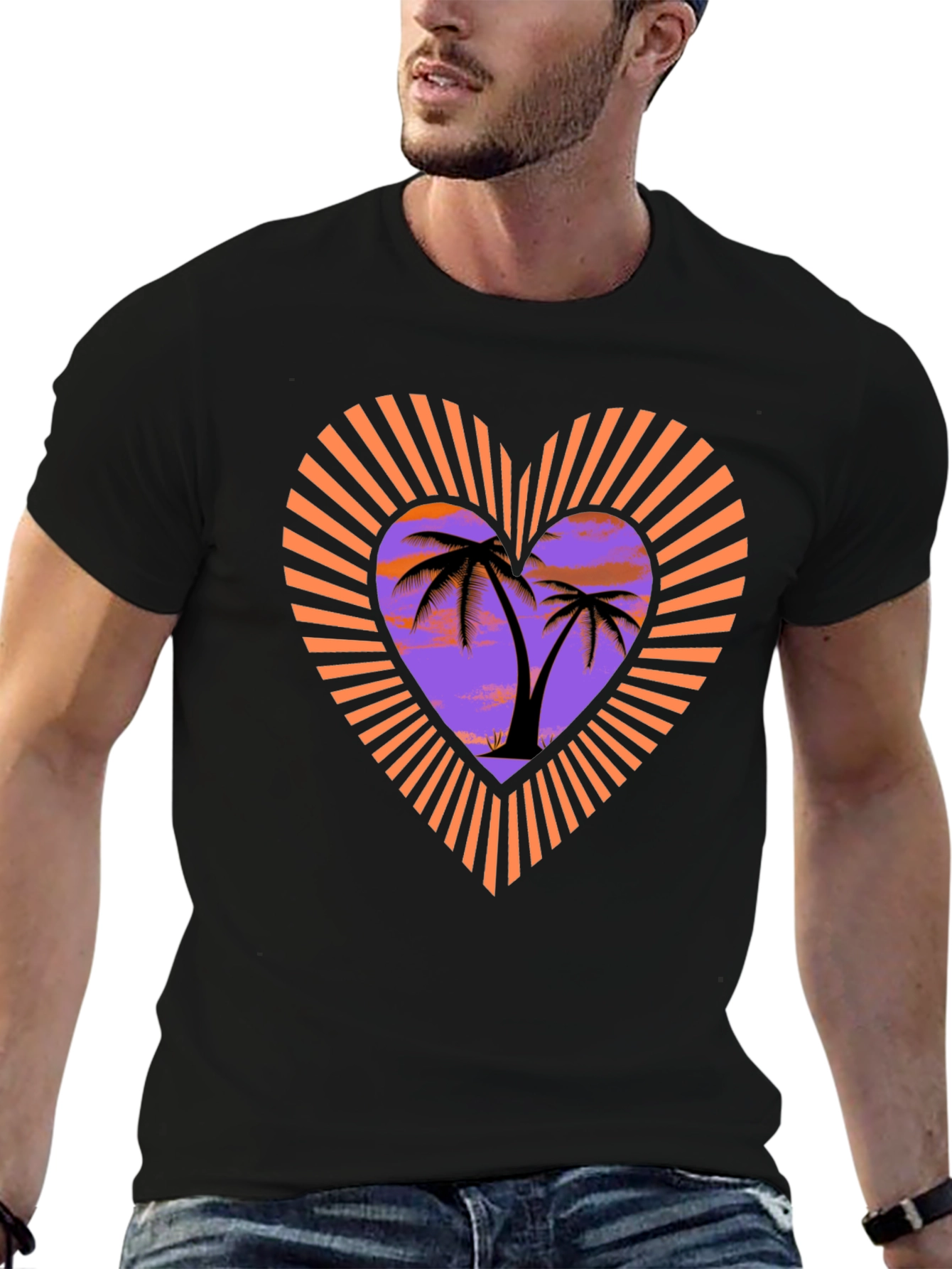 Tropical Palm Heart Graphic T-Shirt