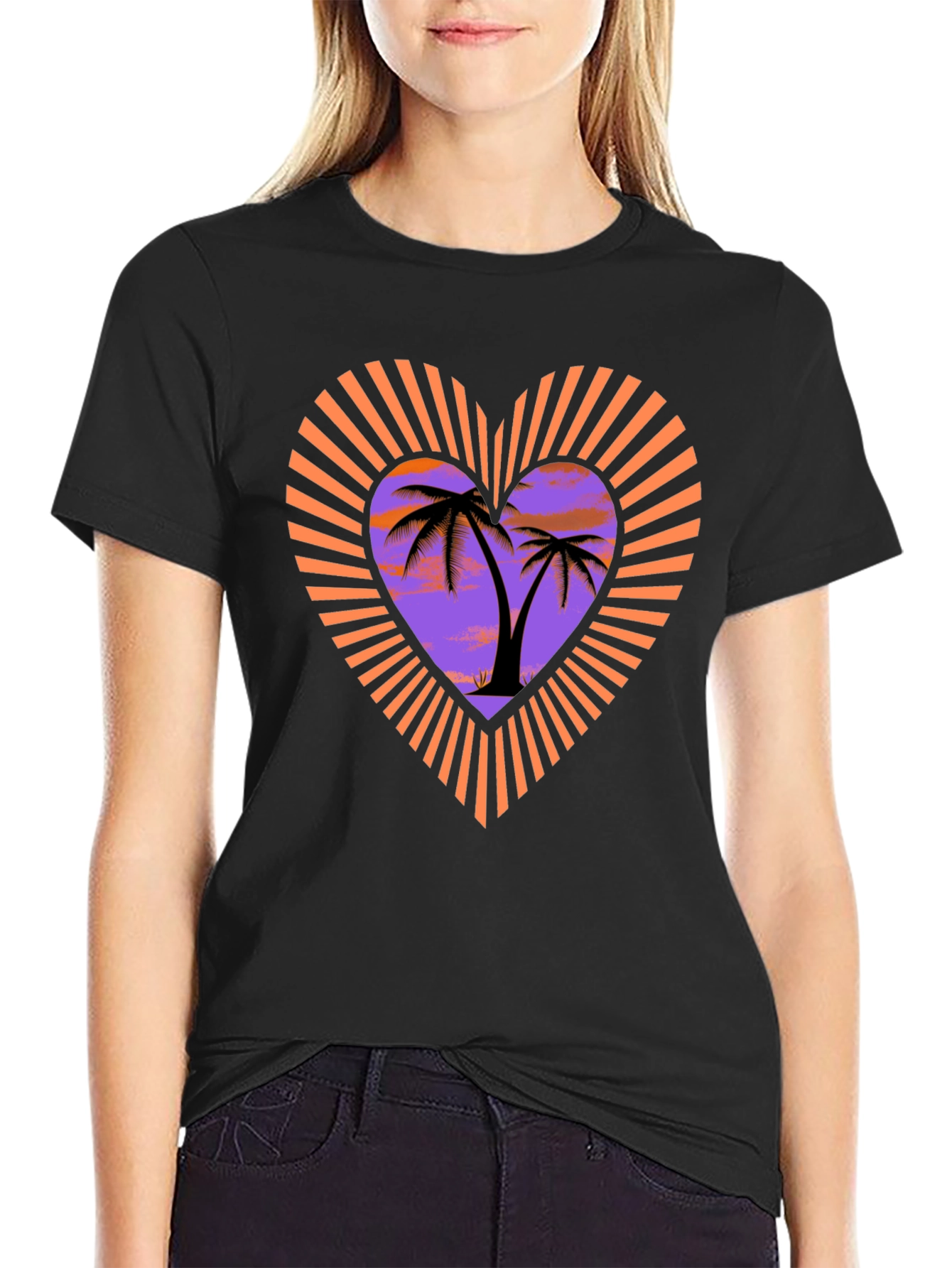 Tropical Palm Heart Graphic T-Shirt