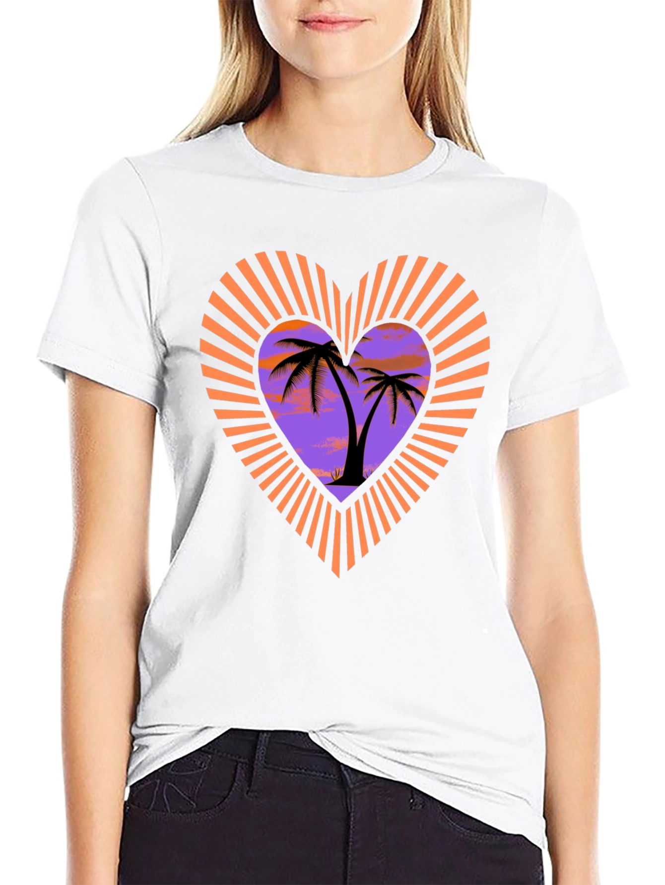 Tropical Palm Heart Graphic T-Shirt
