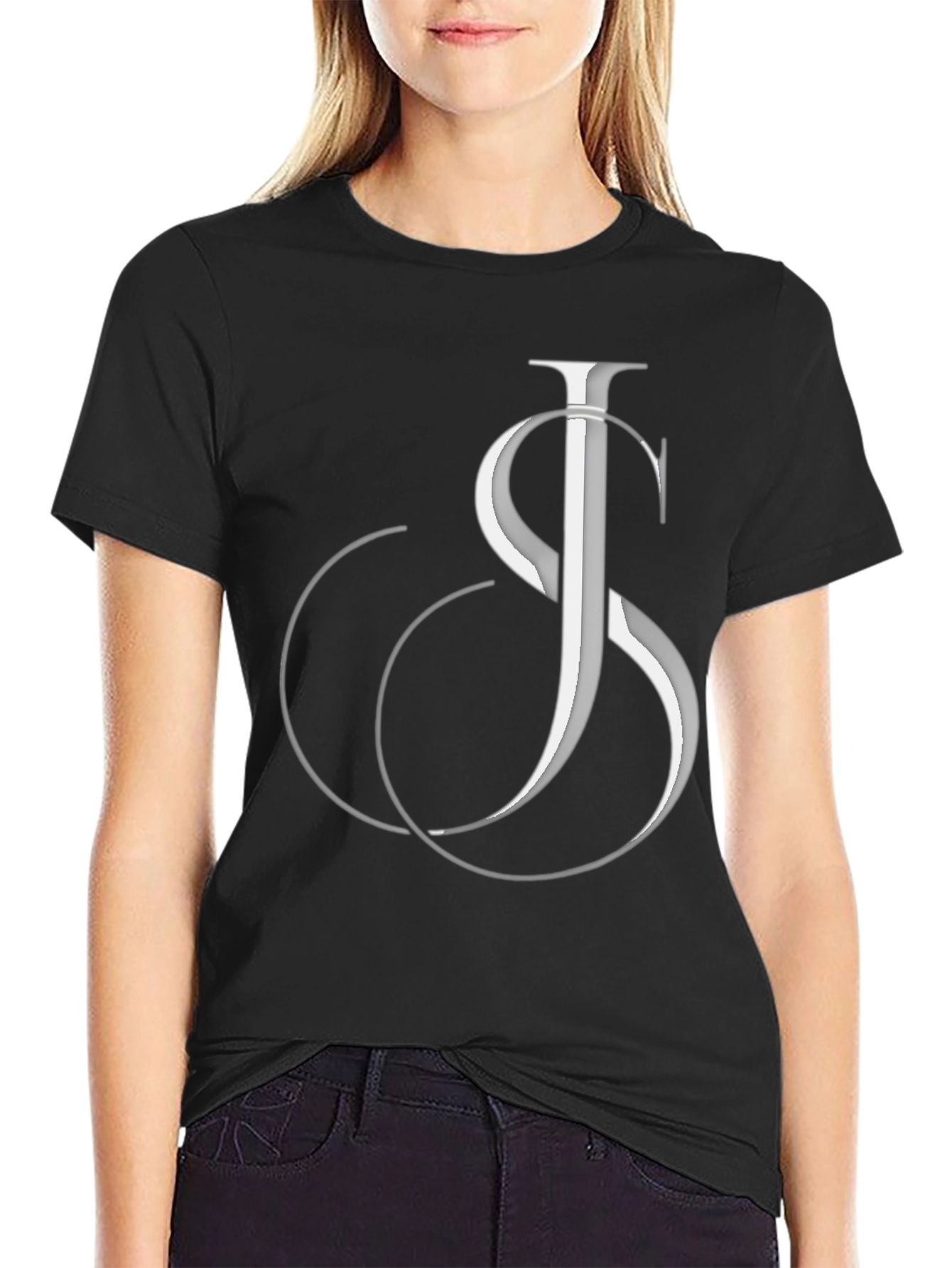 Stylish Black Graphic Tee - JS Initial Design