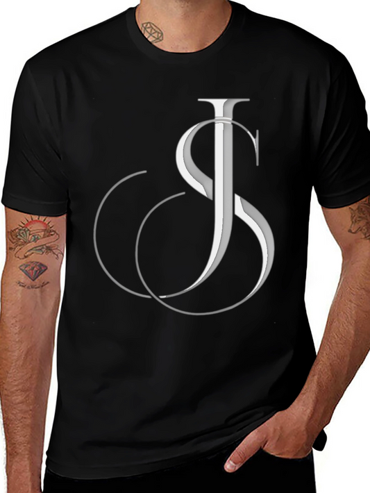 Stylish Black Graphic Tee - JS Initial Design