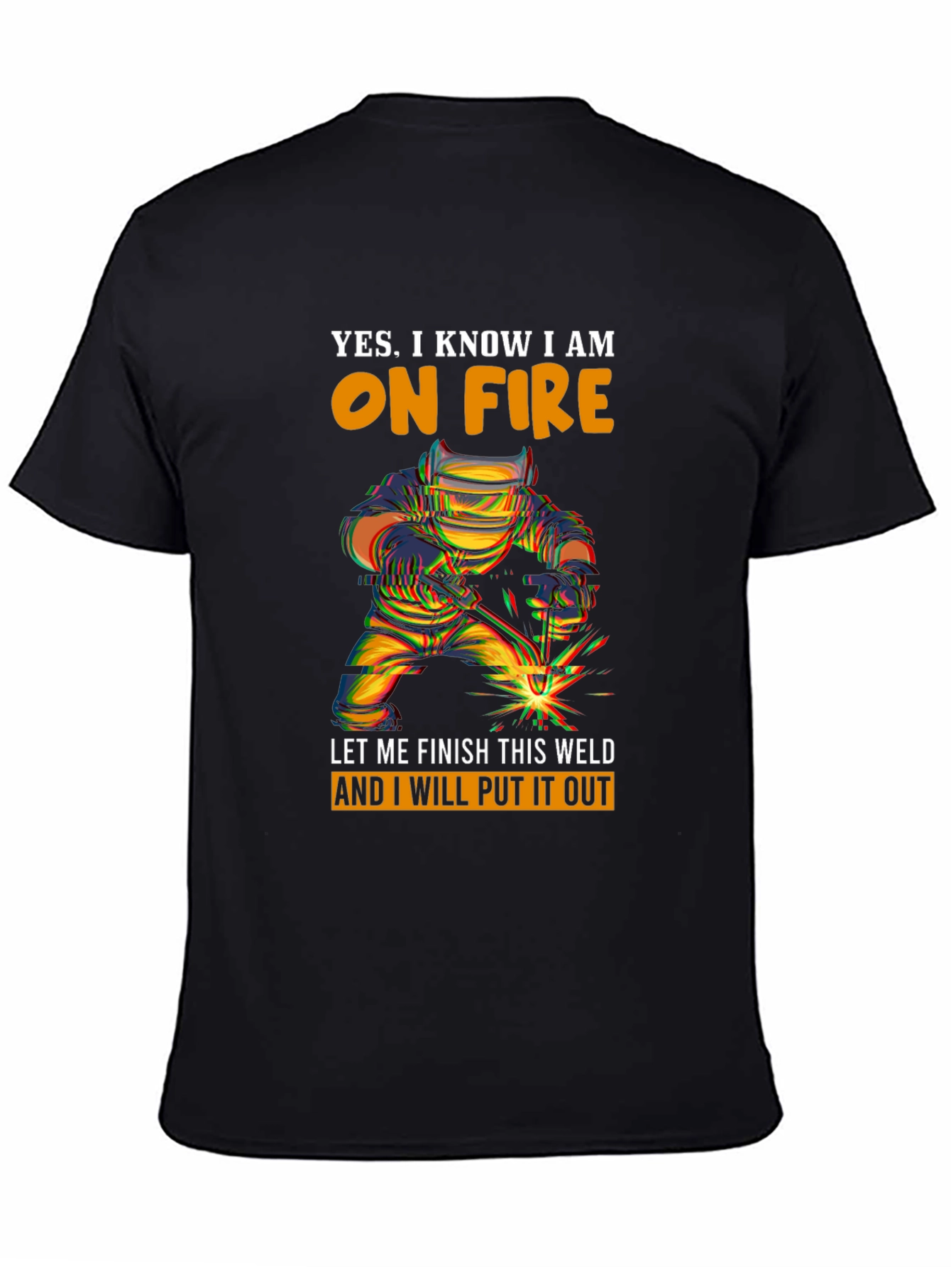 Welder On Fire Graphic Print T-Shirt