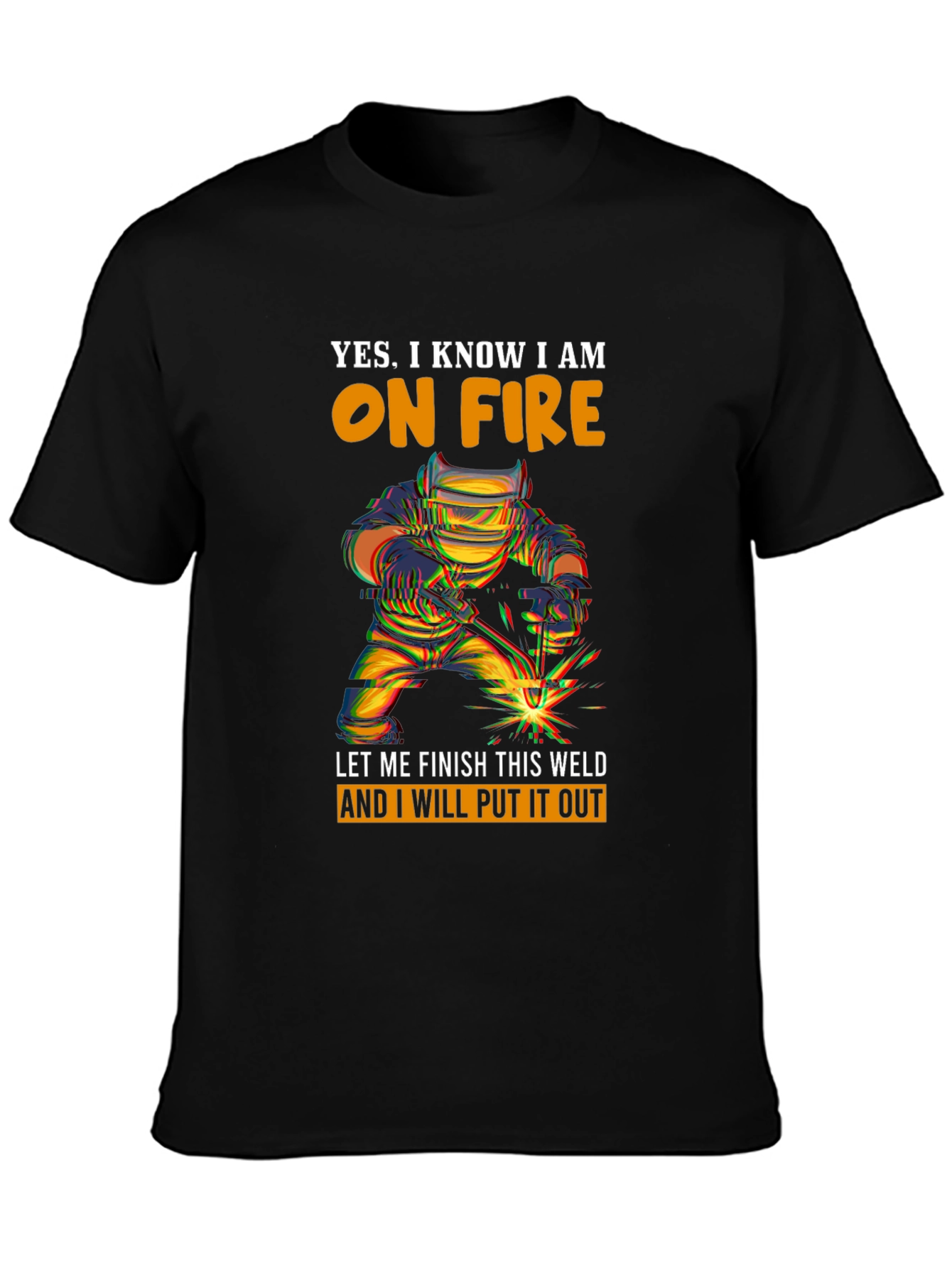 Welder On Fire Graphic Print T-Shirt