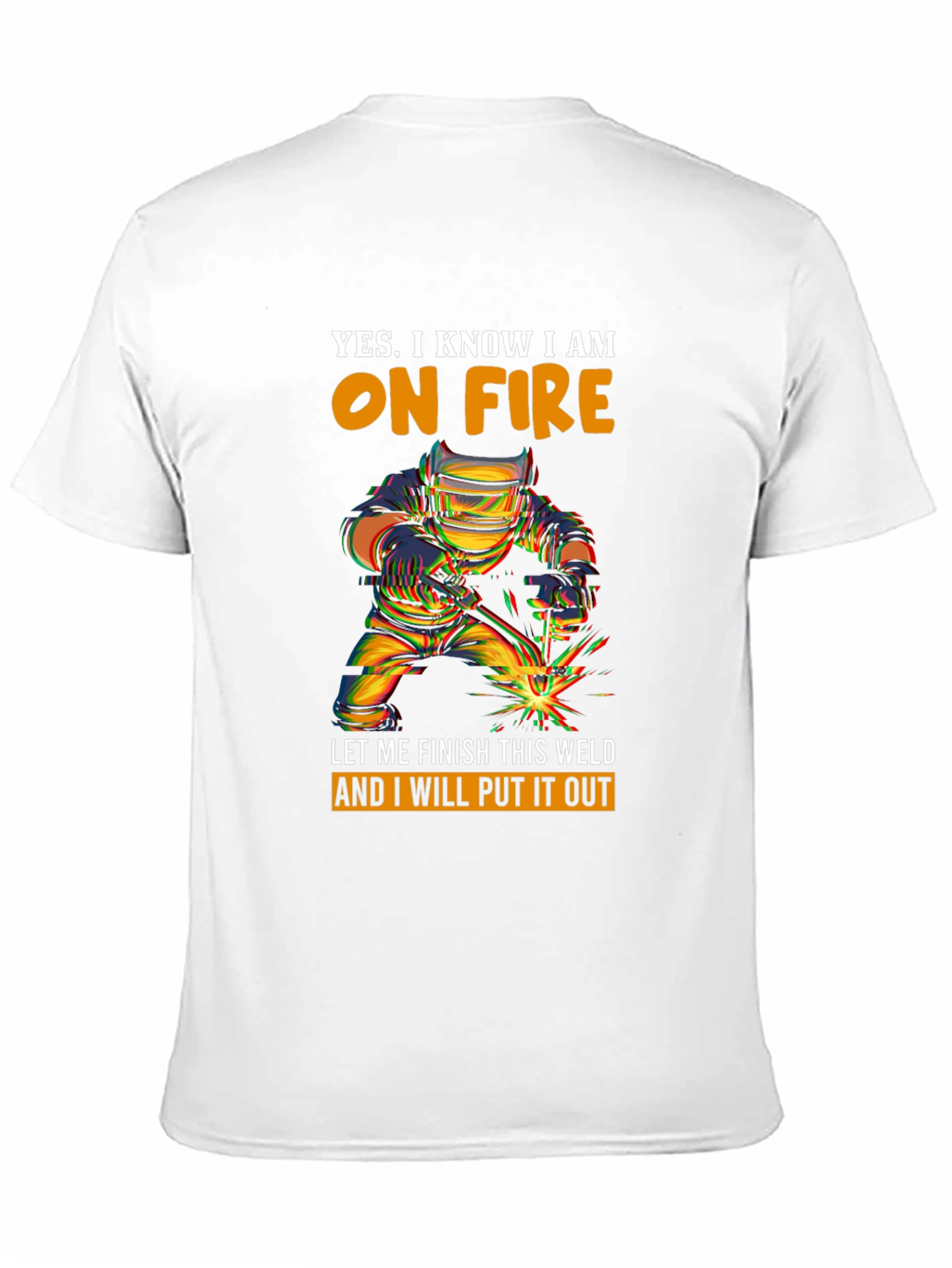 Welder On Fire Graphic Print T-Shirt