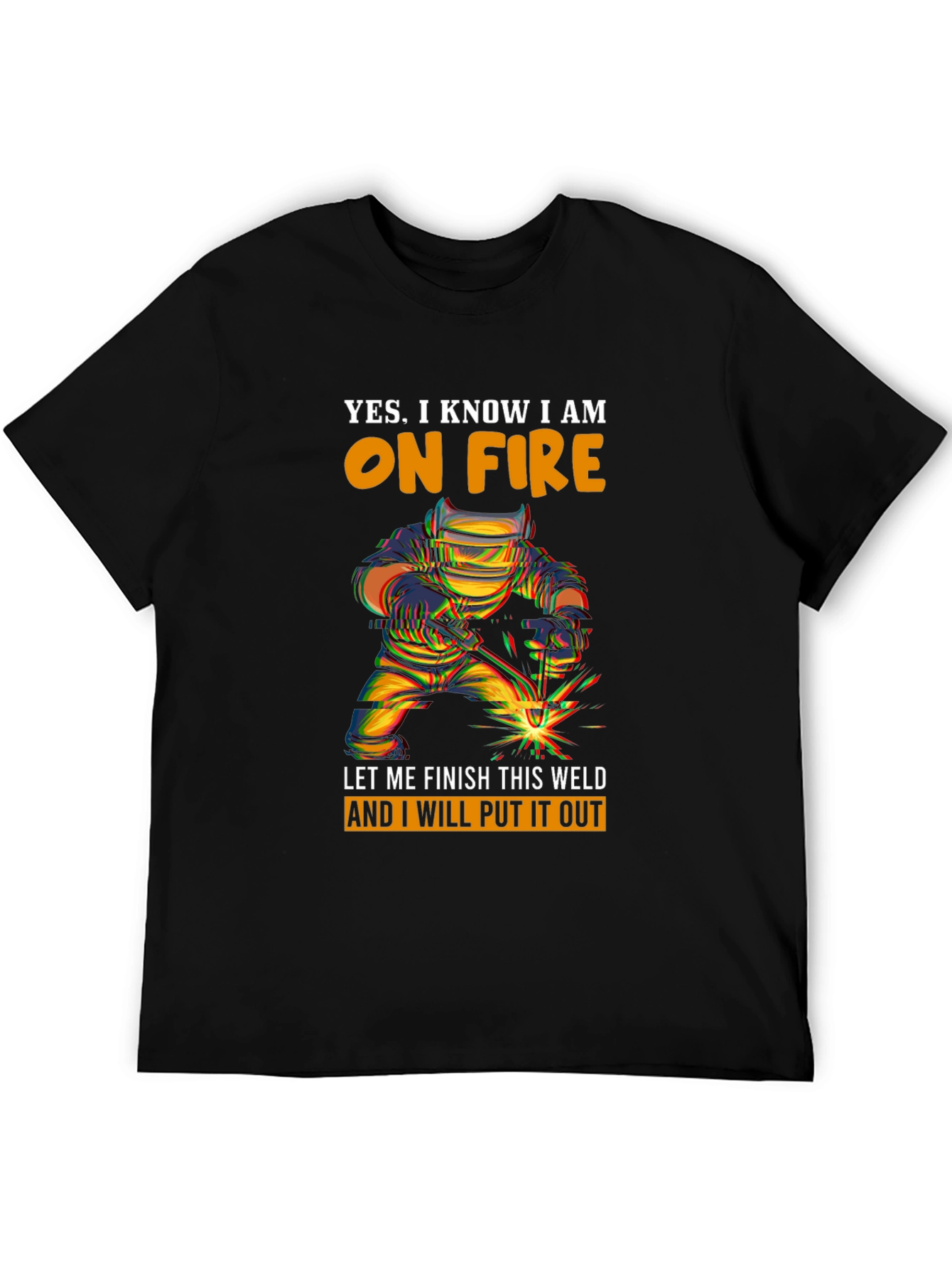 Welder On Fire Graphic Print T-Shirt