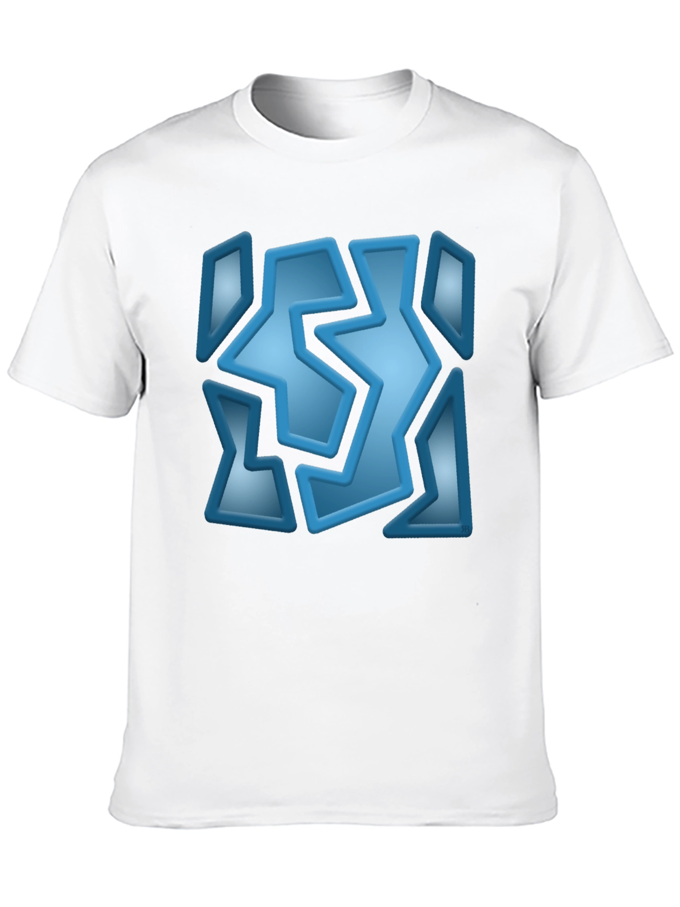 Abstract Blue Graphic Print Black T-Shirt