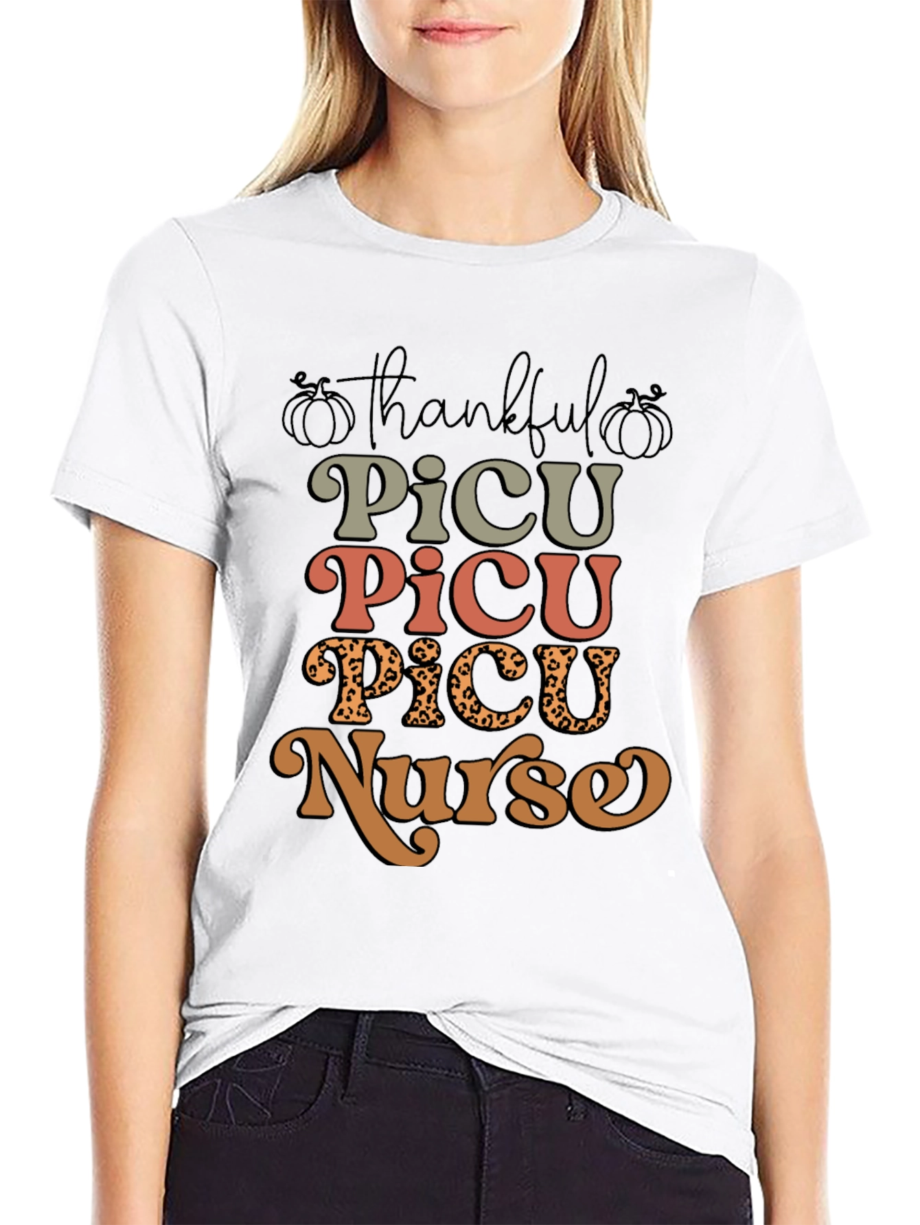 Thankful PICU Nurse Graphic T-Shirt