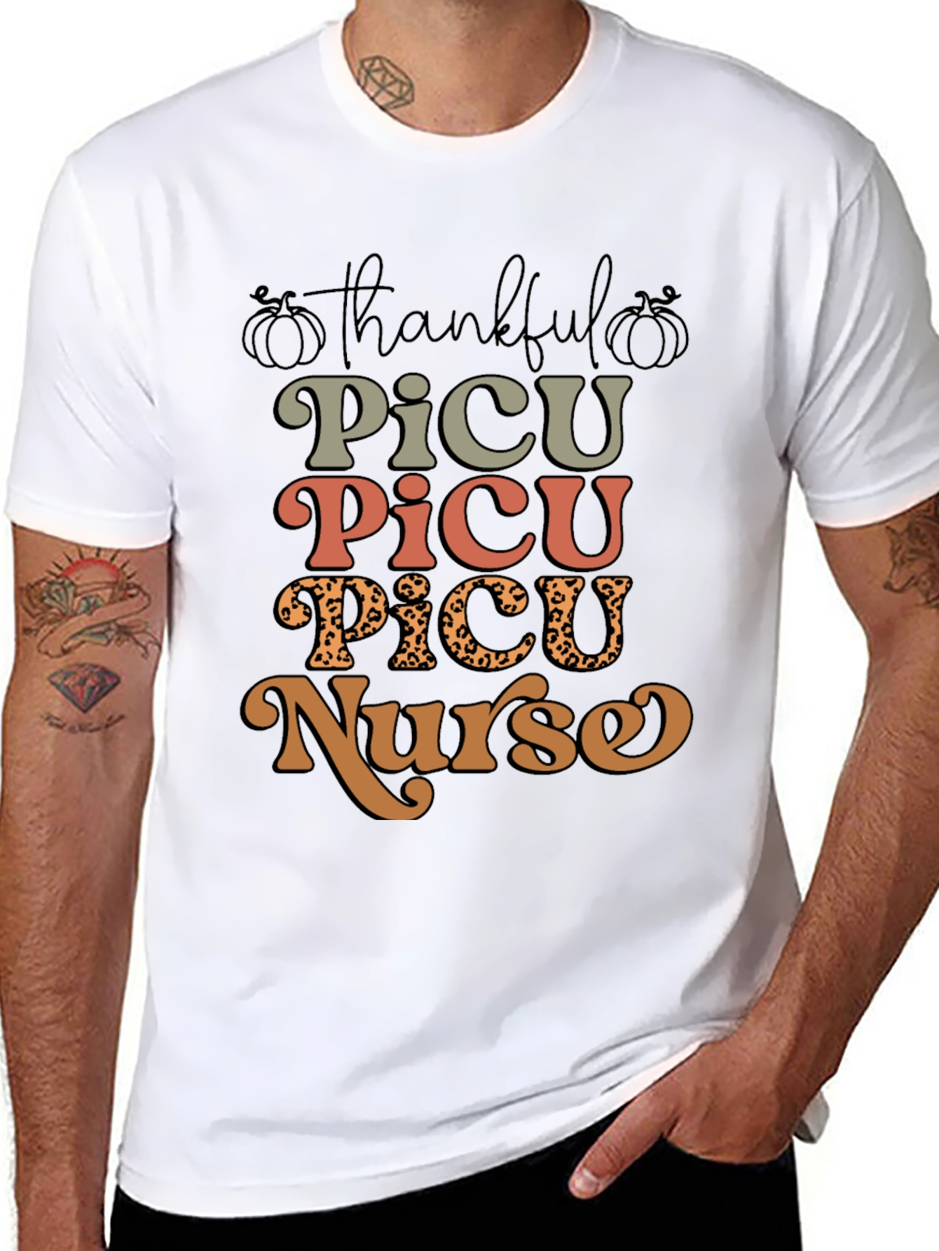 Thankful PICU Nurse Graphic T-Shirt