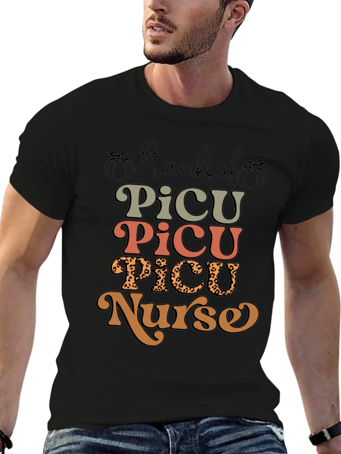 Thankful PICU Nurse Graphic T-Shirt