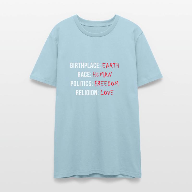 Birthplace: Earth, Race: Human - T shirt