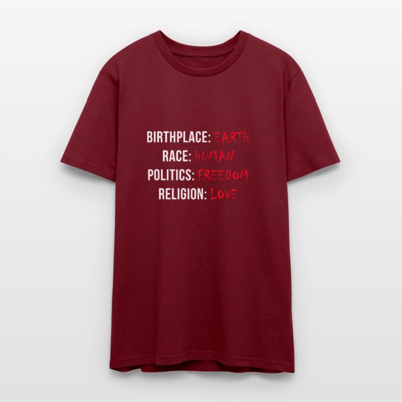 Birthplace: Earth, Race: Human - T shirt