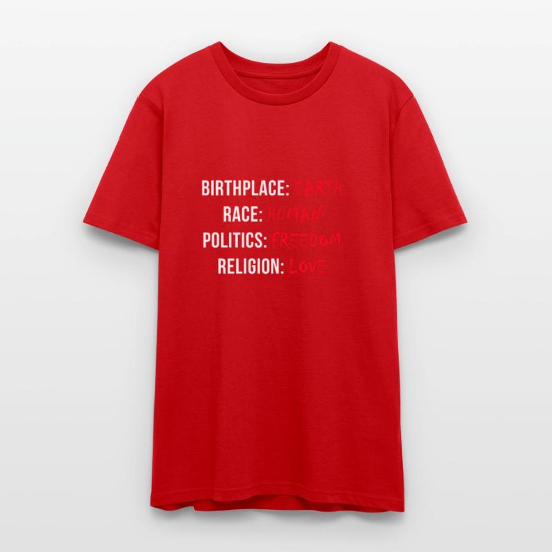 Birthplace: Earth, Race: Human - T shirt