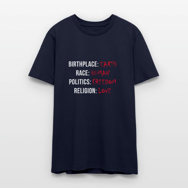Birthplace: Earth, Race: Human - T shirt