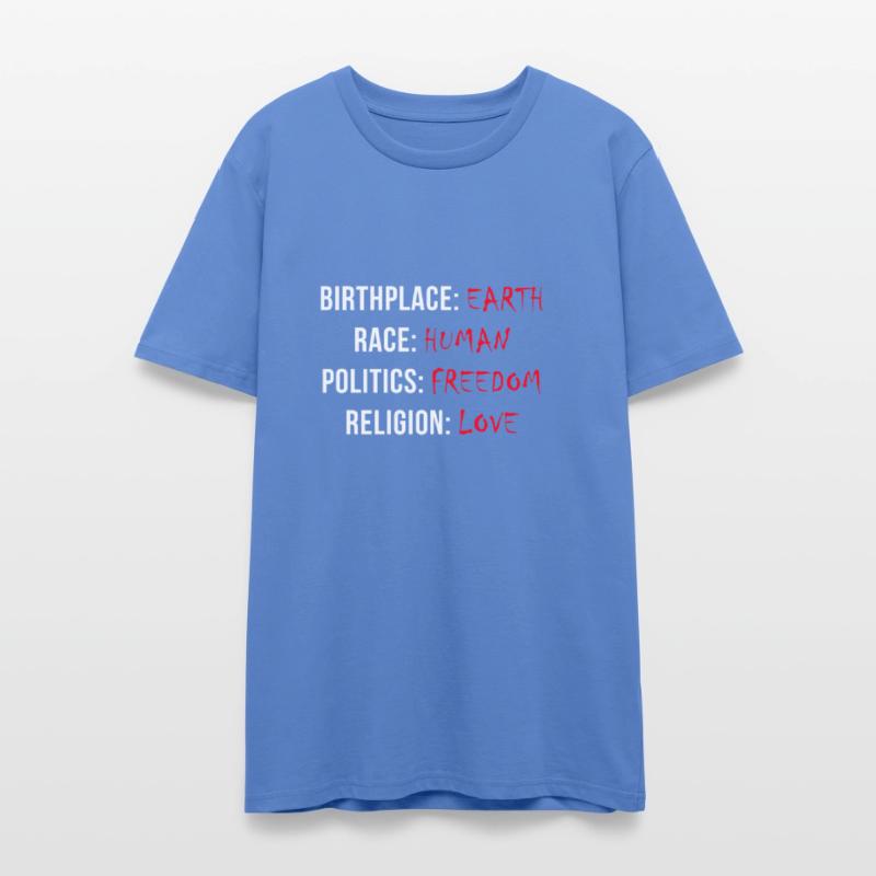 Birthplace: Earth, Race: Human - T shirt
