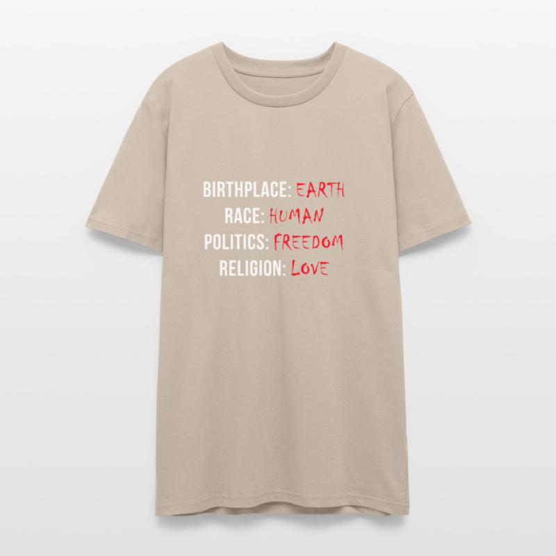 Birthplace: Earth, Race: Human - T shirt