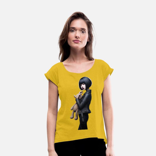 Black Bob Haircut with Leather Jacket