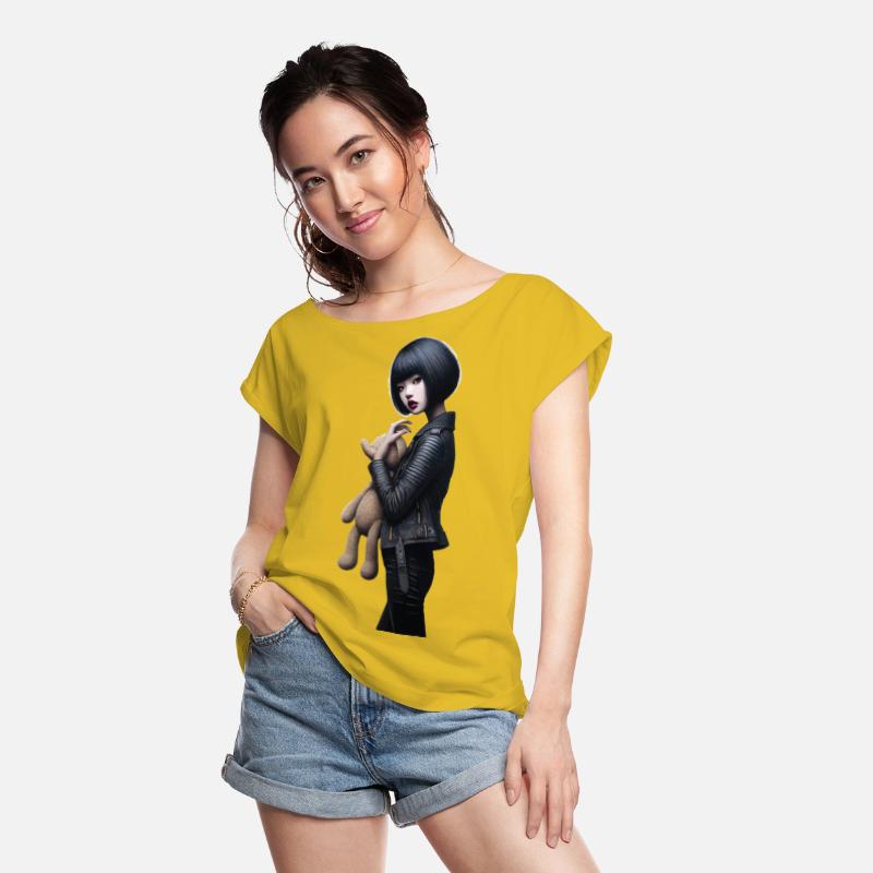 Black Bob Haircut with Leather Jacket