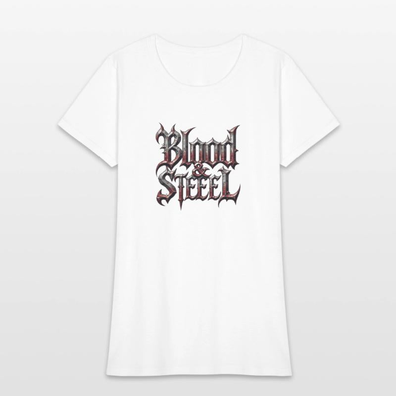 Blood & Steel - Bold Medieval Typography T-Shirt